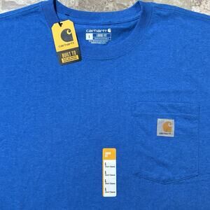 Carhartt Shirt Mens Large Loose Fit Blue K87 Short Sleeve Tee Heavyweight Pocket